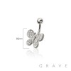 316L SURGICAL STEEL MULTI CZ BUTTERFLY NON DANGLE BELLY BUTTON NAVEL RING 